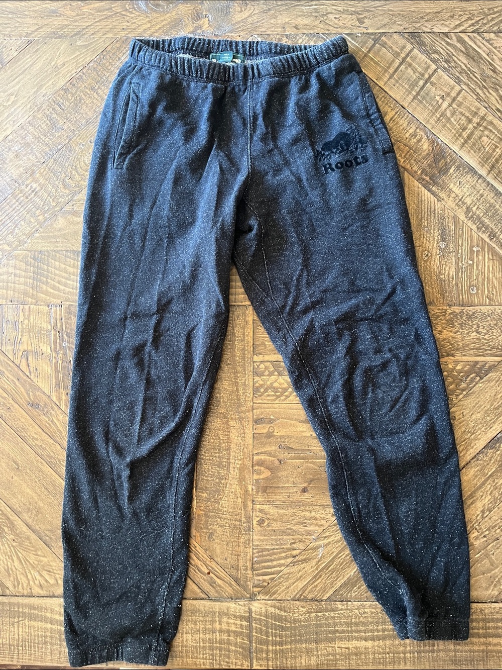 Roots Black Joggers with Logo